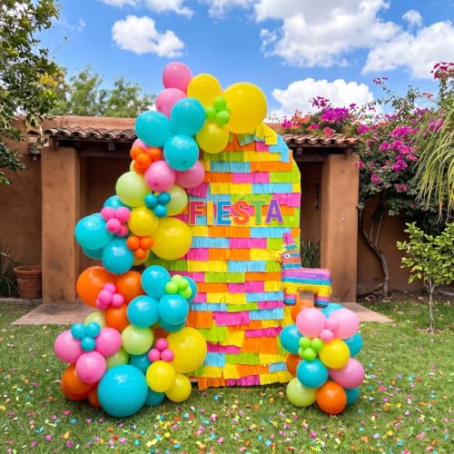 Mexican Fiesta Balloon Arch Garland Kit - Taco Tuesday Birthday Decorations - Hot Pink & Orange