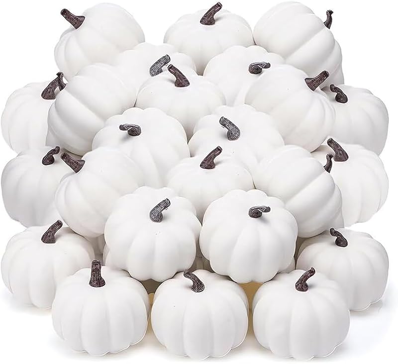 36 Pack Artificial Foam Pumpkins for Fall Decor - Realistic Rustic Autumn Display