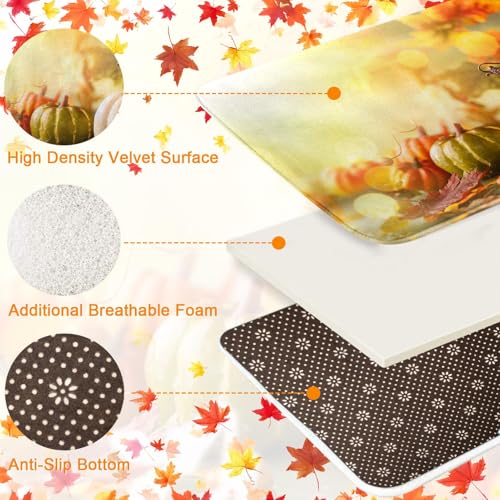 Fall Bathroom Rug Set of 3 - Microfiber, Non-Slip, Absorbent, Thanksgiving Pumpkin Design - Fall 3