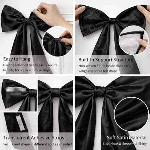 Black Satin Giant Bow Wall Decor 18x46 Inches for Backdrop & Event Decoration - Variation of THIS listing