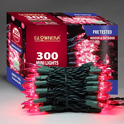 Pink 300 Incandescent Mini String Lights for Indoor Christmas & Party Decoration - Green Wire, Variation of 300 Pink