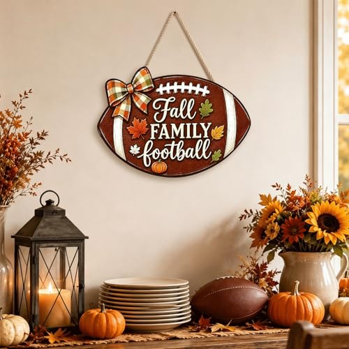 Oval Fall Family Football Wooden Sign for Fall Home Decor