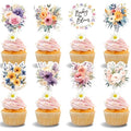 Wildflower Baby in Bloom Floral Cupcake Toppers - 40 Pack, Ready to Use