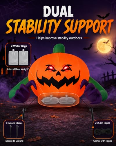 Halloween Inflatable Pumpkin Decor 4.5FT Outdoor Blow-up Lawn Decoration