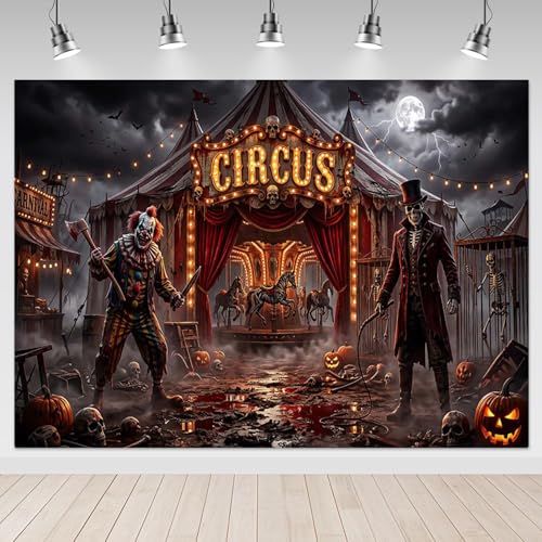 Halloween Evil Circus Backdrop Banner Haunted House Photo Booth Props 8x6ft