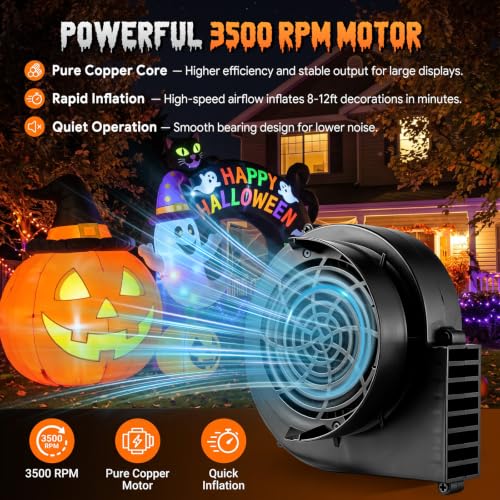 12V 1.2A Inflatable Fan Replacement for Christmas Halloween Yard Decor - Variation of 1 / 1.2A