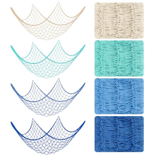8 Pack Fish Net Decorations for Party, 39.4x78.7 Inch Ocean-Themed Netting