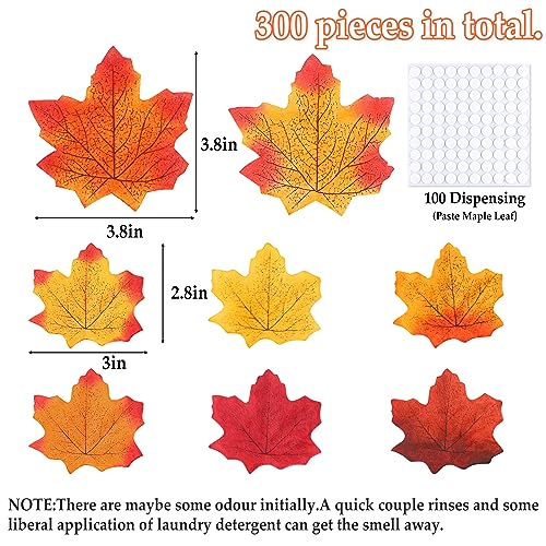 Fall Leaves Decor Set - Artificial Maple Leaves for Wreaths Bouquets & Holiday Crafts, 300 Pieces