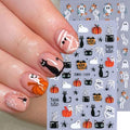 Halloween Ghost Nail Art Stickers - 3D Relief White Skeleton & Mummy Design - Style 2