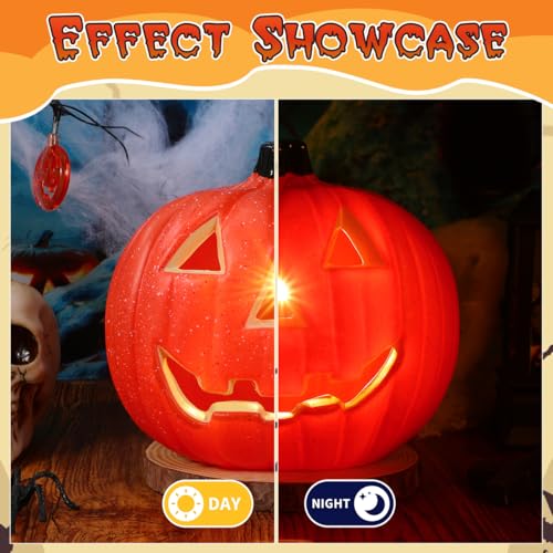 8 Inch LED Jack O Lantern Pumpkin Lantern - Battery Operated Halloween Decor - Variation of THIS listing 7.87 x 7.09 x 6.1 inches