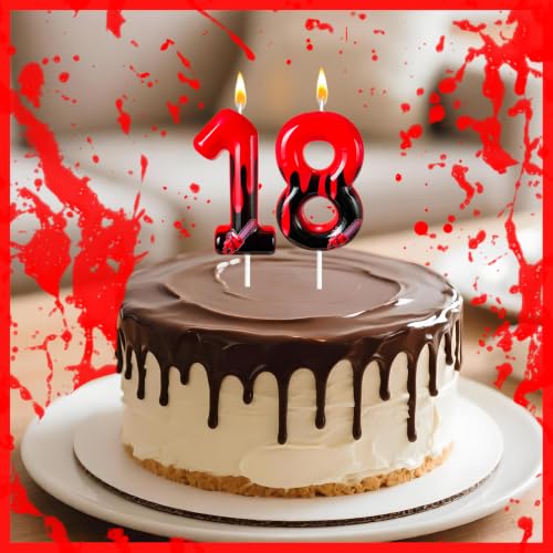 Modern 18 Blood Dripping Number Cake Candle - Horror Halloween Birthday Decoration