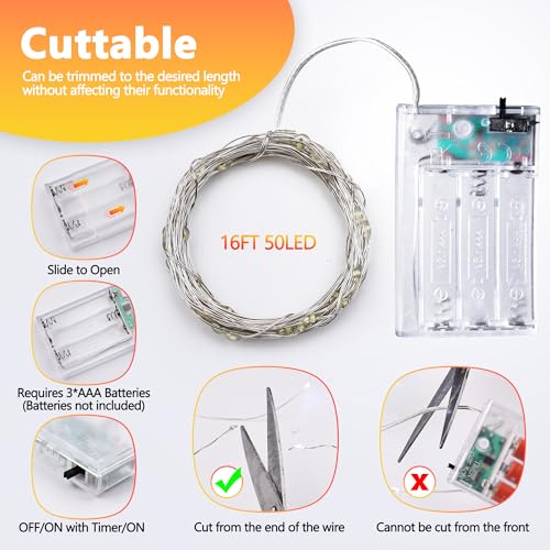 Battery Operated LED Fairy String Lights 4 Pack, 16FT Multicolor Decor