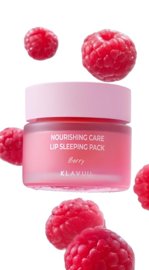 Klavuu Lip Mask - Overnight Deep Hydrating Treatment for Chapped Lips | Berry Flavor, 0.7oz