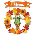 Wooden Fall Welcome Door Hanging Wreath Decor - Scarecrow Design