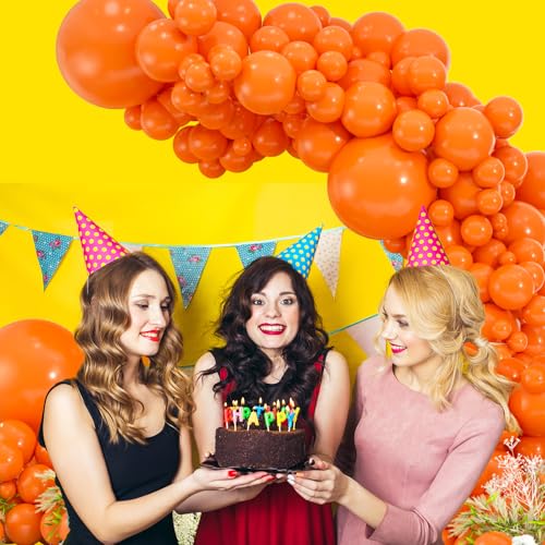 Orange Latex Balloon Kit - 114 Pcs with 4 Sizes & Accessories - Variation: Orange