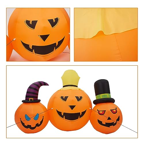 Inflatable Pumpkin Yard Decor Set with LED Lights - 3 Pack, 7.9 Inch Outdoor Halloween Decorations