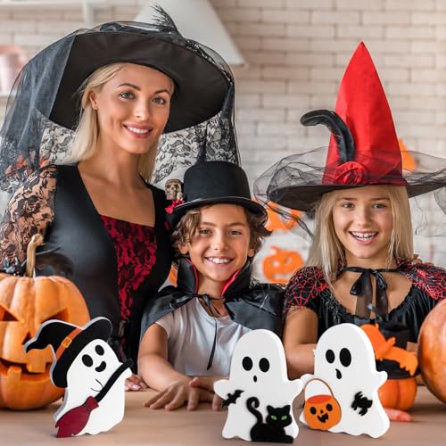 Halloween Ghost Decorations Set - Wooden Tiered Tray Indoor Home Decor