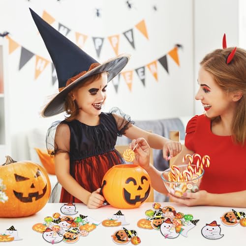 Halloween Lollipop Paper Cards Set - Ghost & Pumpkin Candy Holders for Party Decorations
