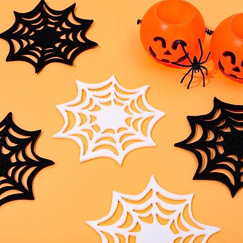 Felt Halloween Coasters 16 Pack Spider Web Design Non-Slip Heat-Resistant Table Mats
