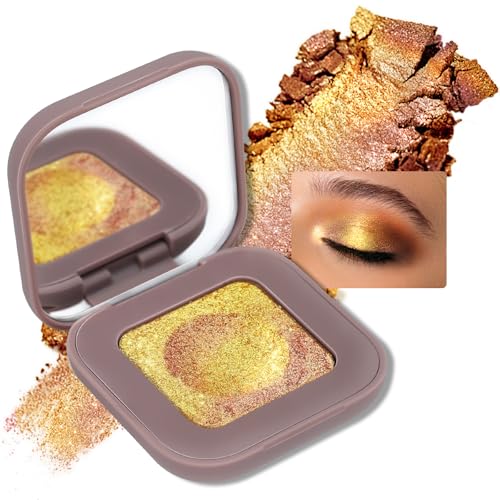 Duochrome Orange Green Glitter Eyeshadow Palette - Gold Variation