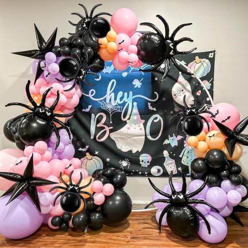 Halloween Spider Balloons Set - 7pcs Large & Small Foil Decorations