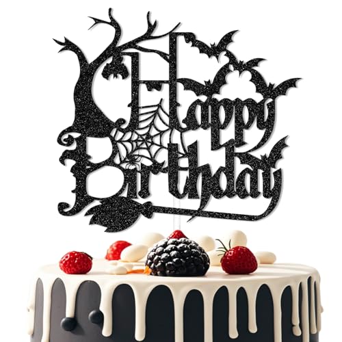 Halloween Birthday Cake Topper Bat Design Glitter Party Decoration