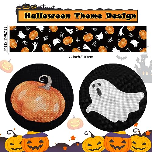 Halloween Table Runner Ghost Pumpkin 14x72 Inch for Holiday Party Decor