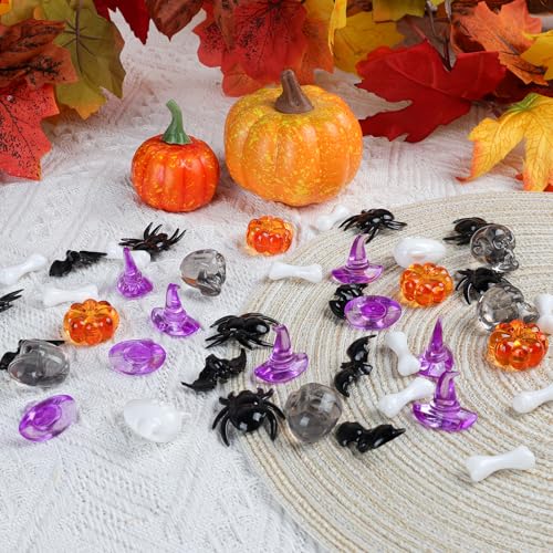 Halloween Acrylic Vase Fillers Set - Mini Pumpkins, Ghosts, Spiders & Bats