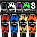 8 Colors Water-Based Face & Body Paint Set - 11.3oz Safe Non-Toxic