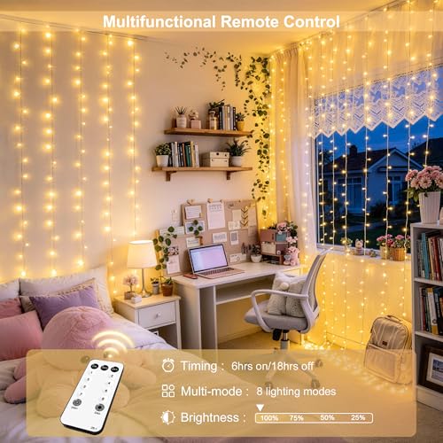 Warm White 900 LED Curtain Lights 9.5x29.5ft Outdoor Indoor String Decor