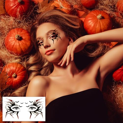 Halloween Eye Makeup Tattoos - Scary Face Design, 8 Sheets