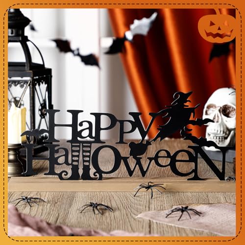 Happy Halloween Metal Sign - Rustic Indoor Halloween Table Decor