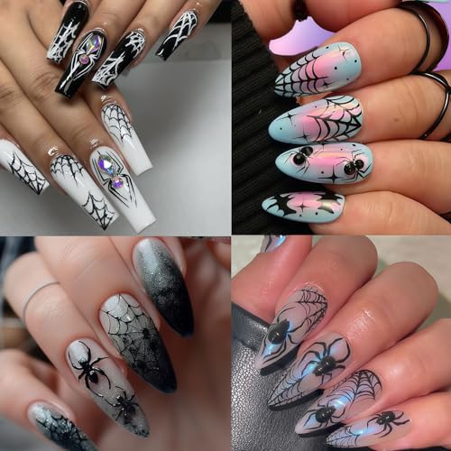 Halloween Spider Nail Stickers - 3D Self-Adhesive Web & Spider Design - Variation of Spider