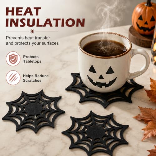 Halloween Spider Web Coasters Set - Decorative Table Placemats & Doilies