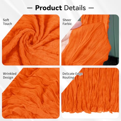 Orange Cheesecloth Table Runner 17x108 Inch - 10 Pack Boho Wedding Party Decor