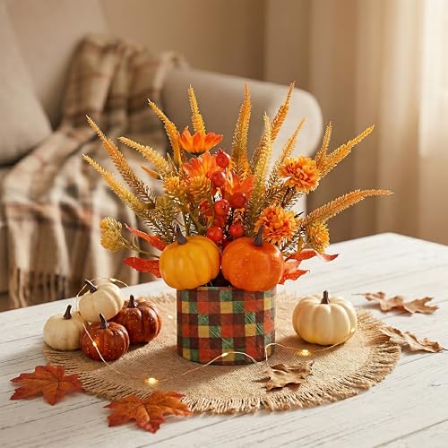 Autumn Thanksgiving Decor Set - 2PCS Fall Home Table Fireplace Decorations - Orange-AB