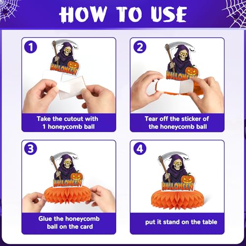 Halloween Honeycomb Table Centerpieces - 9 Pack Party Decorations
