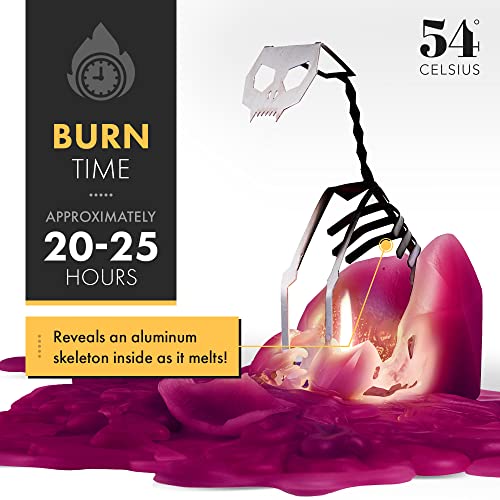 Pyropet Kisa Cat Candle with Skeleton Inside - Burgundy, 20-25 Hour Burn, Sculptural Geometric Cat Art