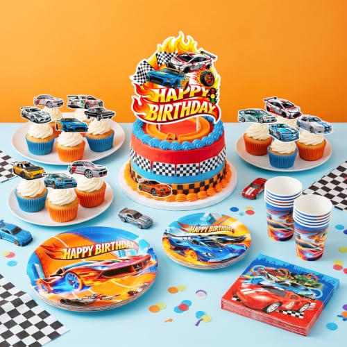Race Car Birthday Party Tableware Set - 159 Pieces for Cars Theme Celebration