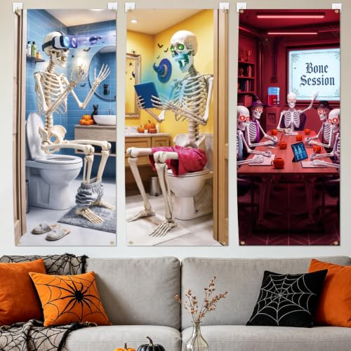 Skeleton Office Meeting Halloween Door Cover - Funny Skeleton Door Decoration for Office & Party - Variation of THIS listing
