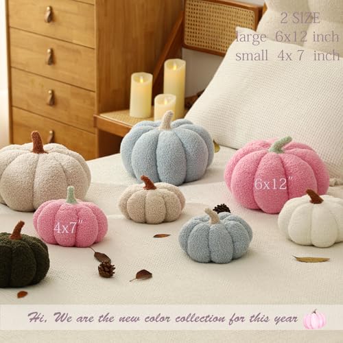 Pink Halloween Pumpkin Throw Pillow - 6x12 Inches Teddy Fleece Accent Cushion - Pack of 1