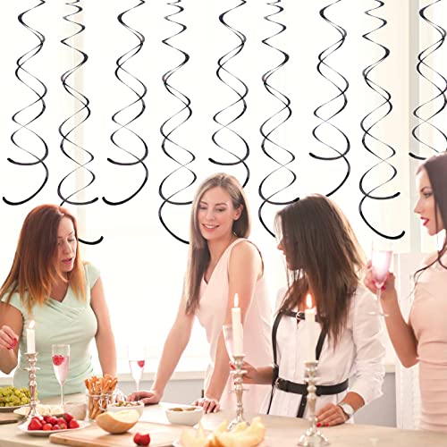 Black Iridescent Party Hanging Swirl Decorations - 30 Pieces