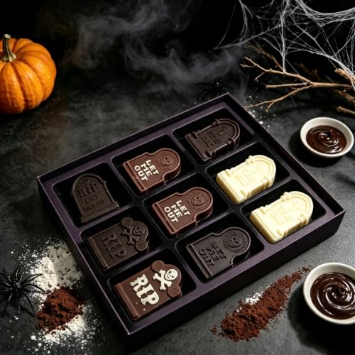 Halloween Tombstone Silicone Mold - Orange, 3-Piece Graveyard Candy & Ice Cube Trays