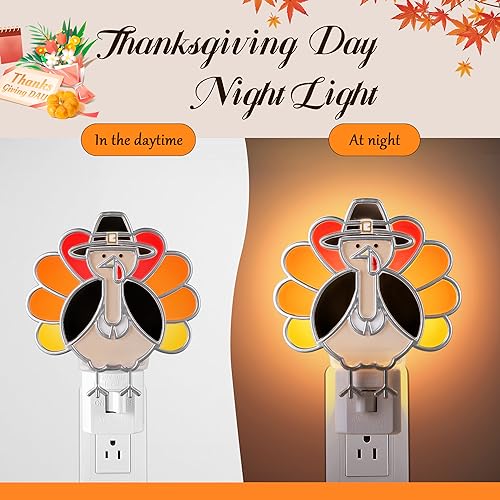 Thanksgiving Turkey Night Light - Orange Wall Plug-In Fall Seasonal Decor