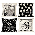 Halloween Throw Pillow Covers 18x18 Set of 4 Black Skeleton Bats Ghost Fall Decor