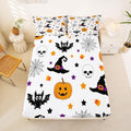 Halloween Pumpkin Decorations Gothic Bed Sheets Full Size with Spider Web & Bat Design - Multi 04