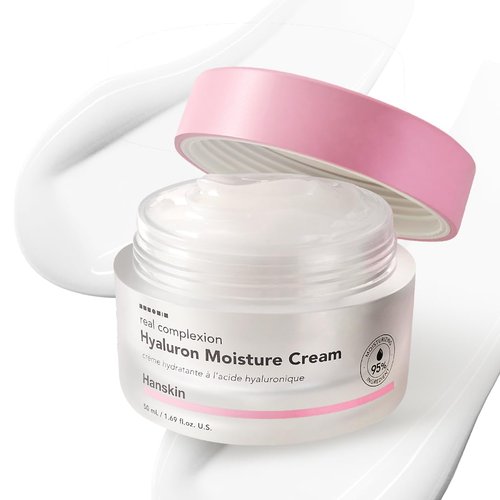 Hanskin Hyaluron Moisture Cream - Hydrating Korean Cream for Glass Skin | Hyaluronic Acid & Niacinamide | Lightweight for Sensitive & Dry Skin | 1.69 fl oz
