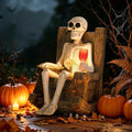 Solar Halloween Skeleton Garden Statue - 6.5-Inch Outdoor Decor with LED Light