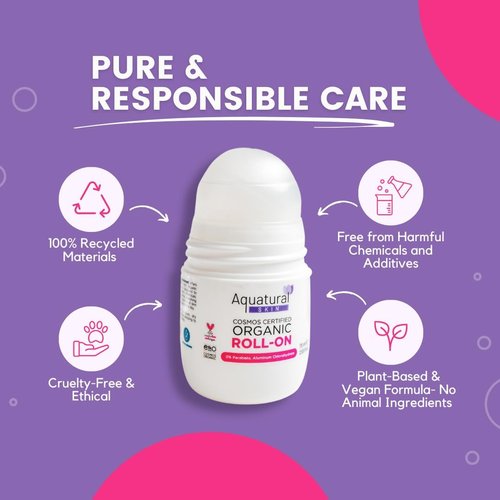 Regine Switzerland Organic Deodorant Roll-On for Sensitive Skin - Long-Lasting Rose Vanilla, 2.53 Fl Oz