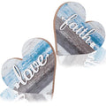 Rustic Heart Wooden Decor Sign - Style 1, Love & Faith Table Centerpiece